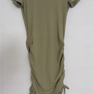 SHEIN Sage Green Ruched Midi Dress